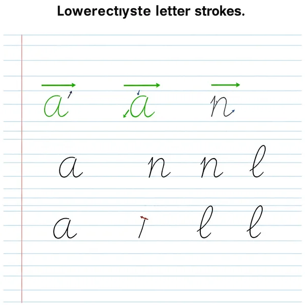 Diagram showing cursive entry and exit strokes for letters