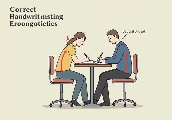 图示：花体字书写的人体工程学设置