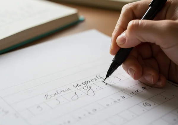 在一张草书练习纸上书写励志名言