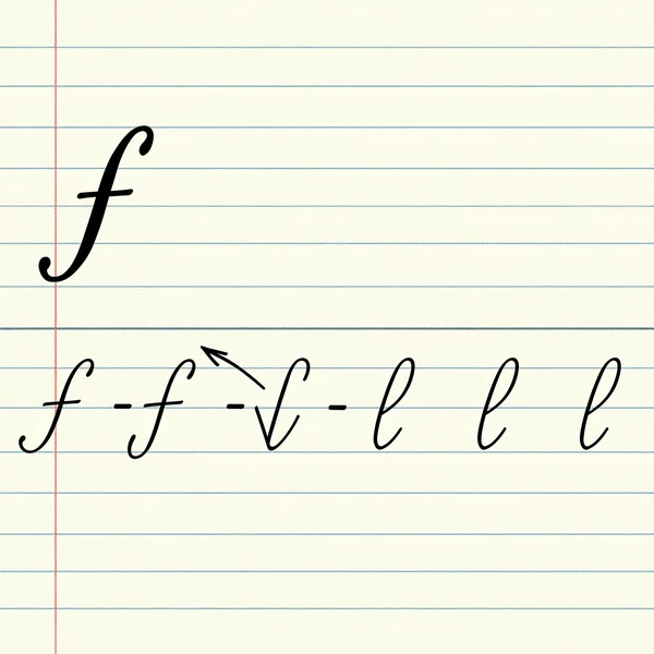 Example of lowercase cursive f connecting to next letter