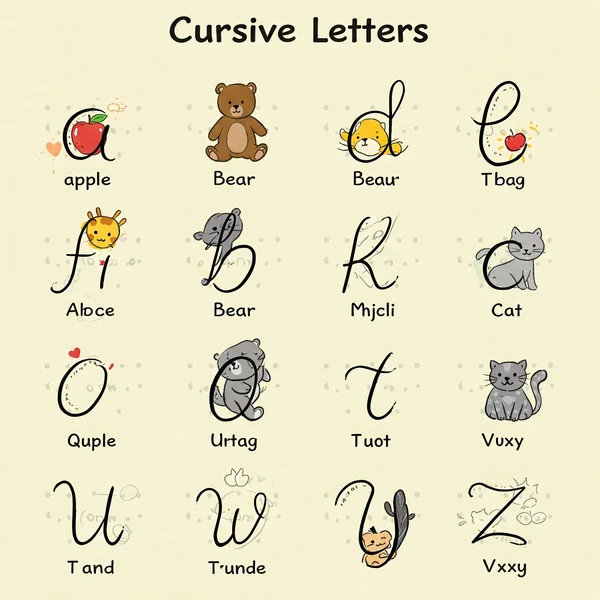 Example of fun cursive worksheet for kids