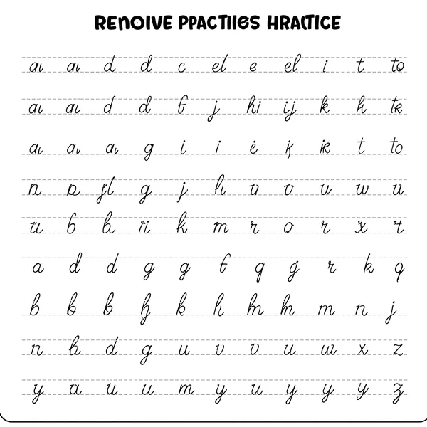 Hand practicing cursive connections on a worksheet