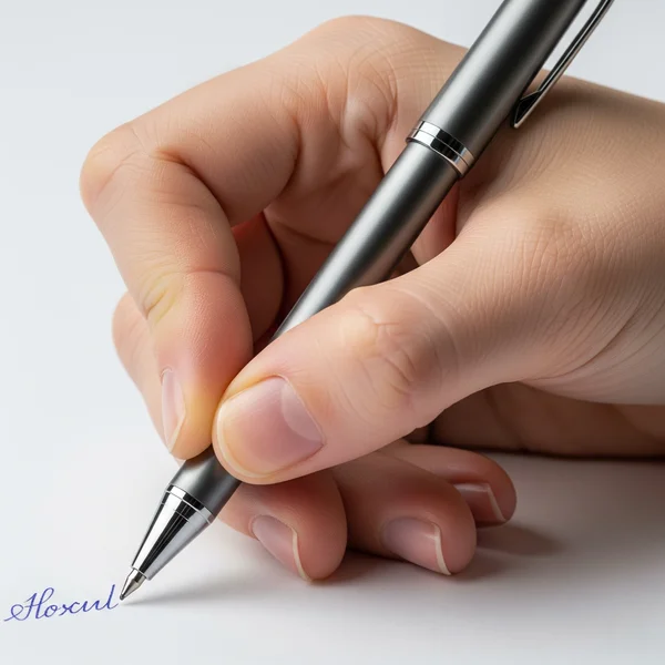 Illustration of correct tripod pen grip for cursive