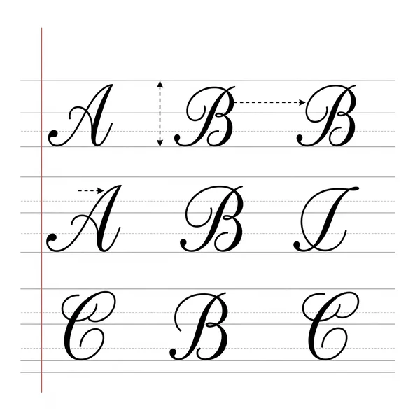 Guide for uppercase cursive letter height and proportion