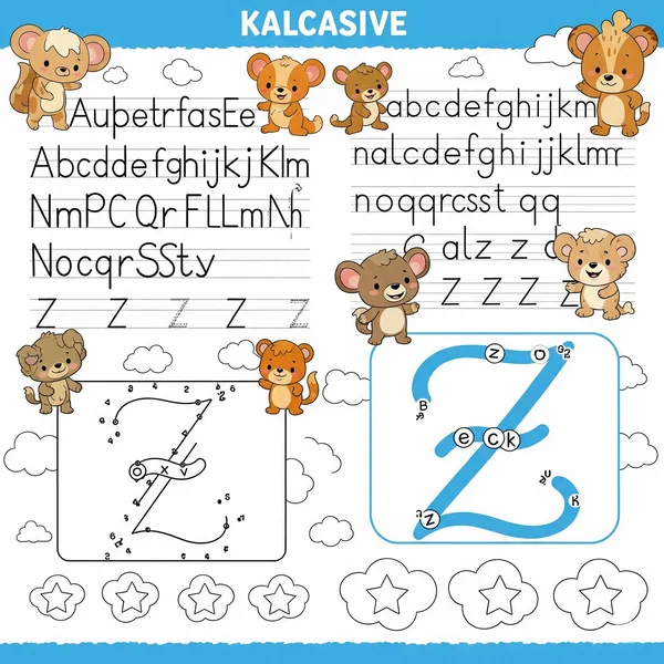 Example of a fun and engaging cursive worksheet for kids