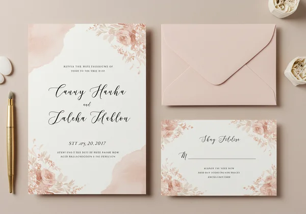 Elegant wedding invitation with cursive text design.