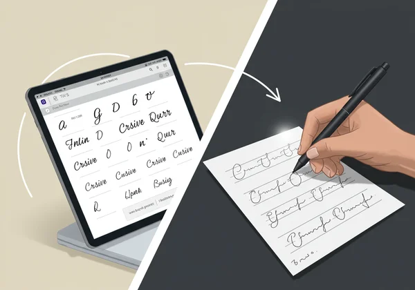 Quizzes and worksheets used together for cursive practice