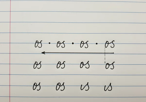 Cursive example of tricky upstroke connections, like 'os'.