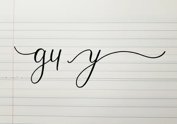Cursive example of descending loop connection like 'gy'.